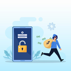 Concept of hacker attack, personal privacy data, hacking and stealing email and money Vector 