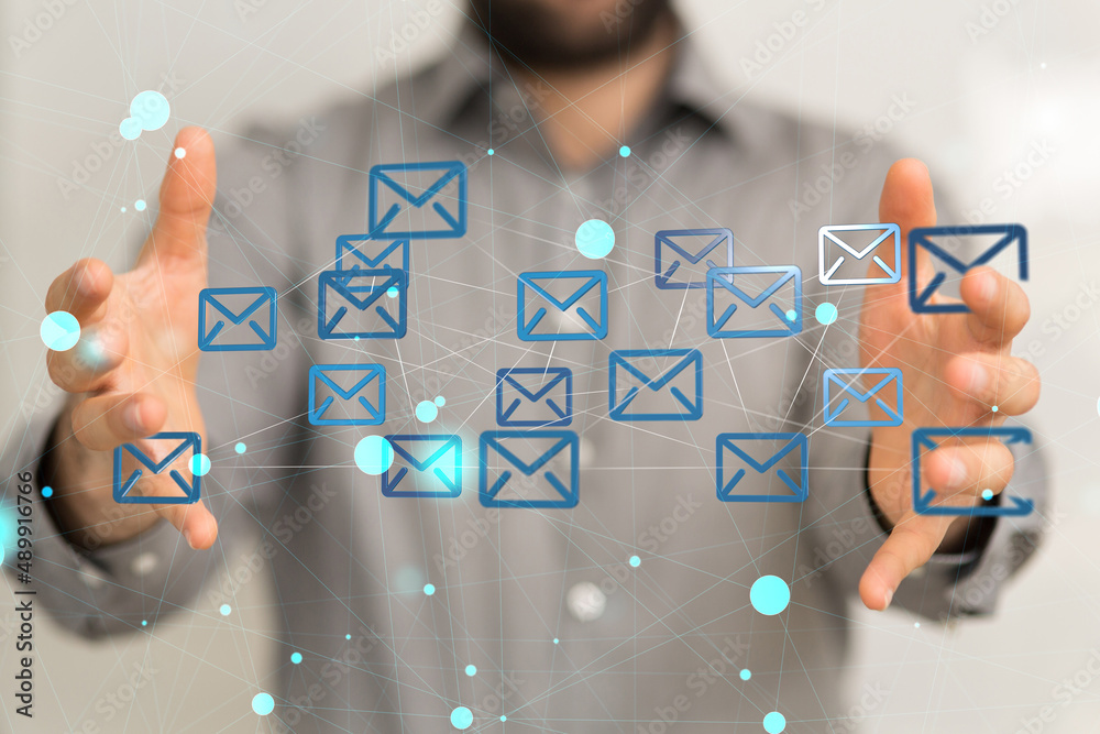 Aufkleber sending email from a mobile .