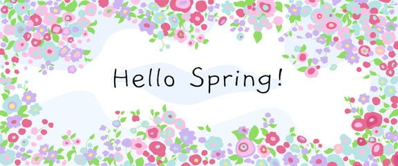 Vector greeting card with pastel flowers hello spring