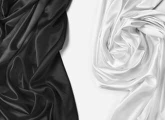 Black and white silk fabric background