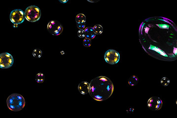 Soap bubbles isolated on a black background