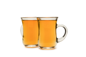 A turkish glass of tea isolated on white background.