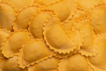 Raw ravioli as background. Healthy italian food.