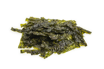 Tasty nori seaweed isolated on white background.