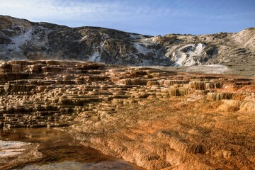 Formations at Mammoth Hot Springs in Yellowstone National Park.