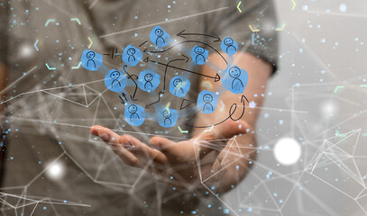 Abstract technology group and data 3d