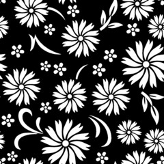 Fototapeta premium Monotone blue and grey of silhouette tropical foliage and fill in stripe leaves in colorful mood seamless pattern in vector for fashion fabric and all prints