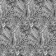 Monotone blue and grey of silhouette tropical foliage and fill in stripe leaves in colorful mood seamless pattern in vector for fashion fabric and all prints