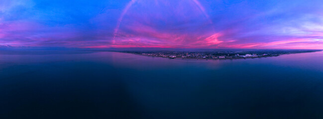 Vibrant sunrise rainbow