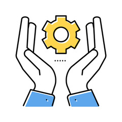 hand hold gear color icon vector illustration