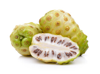 Fototapeta na wymiar Exotic Fruit, Noni fruits on white background