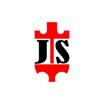 JS red crown shield letter logo