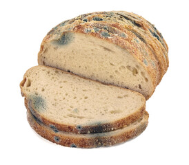 Moldy bread. Isolated on a white background