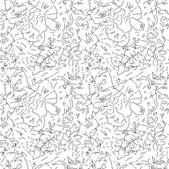 Obraz premium Monotone blue and grey of silhouette tropical foliage and fill in stripe leaves in colorful mood seamless pattern in vector for fashion fabric and all prints