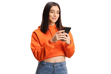 Young female looking at a smartphone