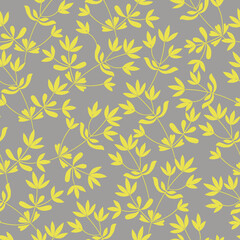 Silhouettes of twig and leaves seamless pattern.