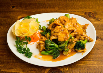 Chicken and broccoli on a plate