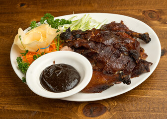 Peking duck on plate