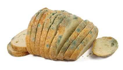 Moldy bread. Isolated on a white background