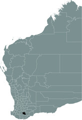 Black flat blank highlighted location map of the  SHIRE OF BROOMEHILL–TAMBELLUP AREA inside gray administrative map of areas of the Australian state of Western Australia