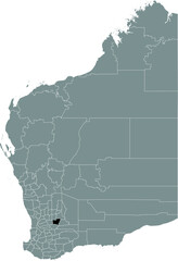 Black flat blank highlighted location map of the  SHIRE OF BRUCE ROCK AREA inside gray administrative map of areas of the Australian state of Western Australia