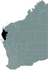Black flat blank highlighted location map of the SHIRE OF CARNARVON AREA inside gray administrative map of areas of the Australian state of Western Australia