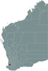 Black flat blank highlighted location map of the SHIRE OF COLLIE AREA inside gray administrative map of areas of the Australian state of Western Australia