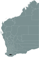 Black flat blank highlighted location map of the SHIRE OF CRANBROOK AREA inside gray administrative map of areas of the Australian state of Western Australia