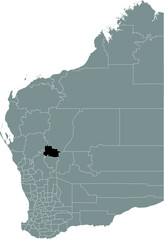 Black flat blank highlighted location map of the  SHIRE OF CUE AREA inside gray administrative map of areas of the Australian state of Western Australia
