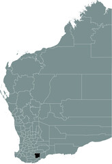 Black flat blank highlighted location map of the SHIRE OF GNOWANGERUP AREA inside gray administrative map of areas of the Australian state of Western Australia