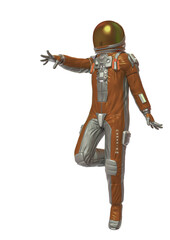 Fototapeta premium astronaut explorer is giving orders in white background