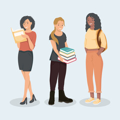 Obraz premium three female students characters
