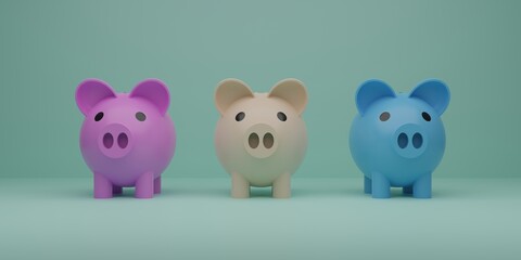 Colorful piggy banks