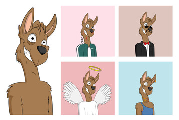 Naklejka premium Crazy llama NFT Cartoon Character Kangaroo Traits