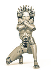 Fototapeta premium super cyborg is feeling ready for war