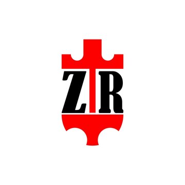 ZR red crown shield letter logo
