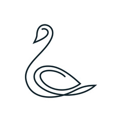 swan logo,goose or duck icon design vector and abstract luxury oneline outline style © ellistya