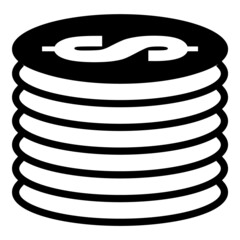 Dollar Currency Coins Stack Flat Icon Isolated On White Background