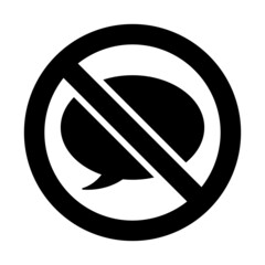 No comments icon or chat forbidden. Stop talking and communication prohibition concept. Reject message icon. Decline, stop conversation. Red prohibition sign. Chat speech bubble. Forbidden opinion