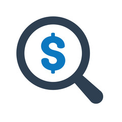 Paid search concept icon, search dollar money icon.