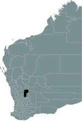 Black flat blank highlighted location map of the SHIRE OF MOUNT MARSHALL AREA inside gray administrative map of areas of the Australian state of Western Australia