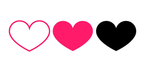 Collection of Flat Style Heart Illustration Vectors. Heart Symbol. Like Icon.