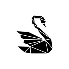 Swan Logo, Swan Design Origami Geometric Logo Vector