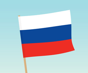 flag of Russia against blue sky- vector illustration