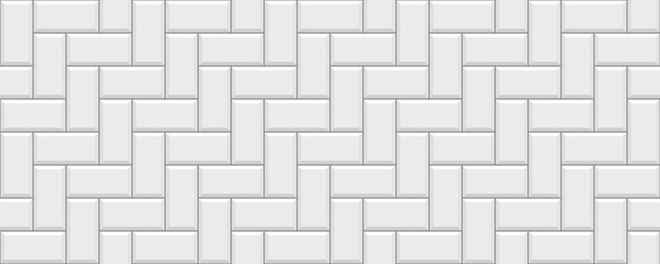 Subway seamless tile. Brick wall texture. Kitchen background. Ceramic pattern. Apron faience print. Metro backdrop. Vintage rectangle brickwall. Cement backsplash. Vector illustration. Stone surface