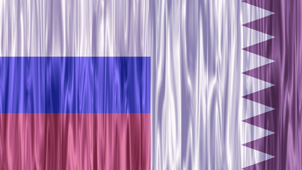 3D Illustratinon Russia and Qatar national barracks curtain