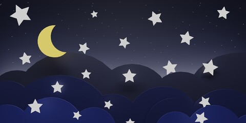 Moon and stars in sky