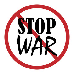 Stop the war. Simple Stop War sign design. Isolated on white background. Vector illustration.