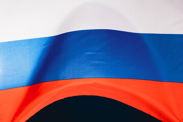 Satin texture of curved flag of Russia