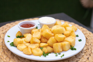 plate of spicy potatoes